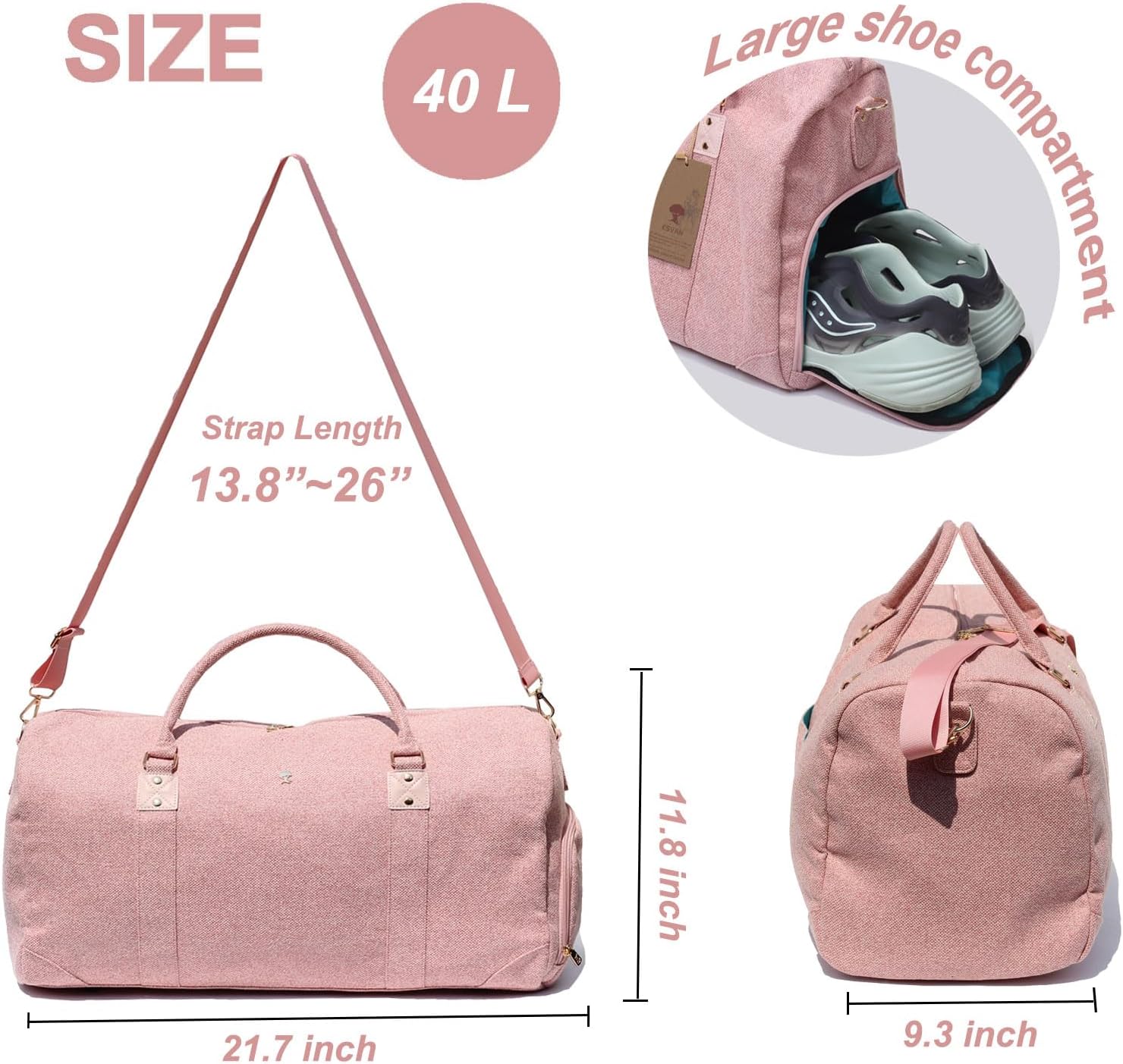 Travel Duffle Bag, Weekender Bag for Women with Shoe Compartment, Carry on Overnight Bag Gym Duffel Bag, Mommy Hospital Bags
