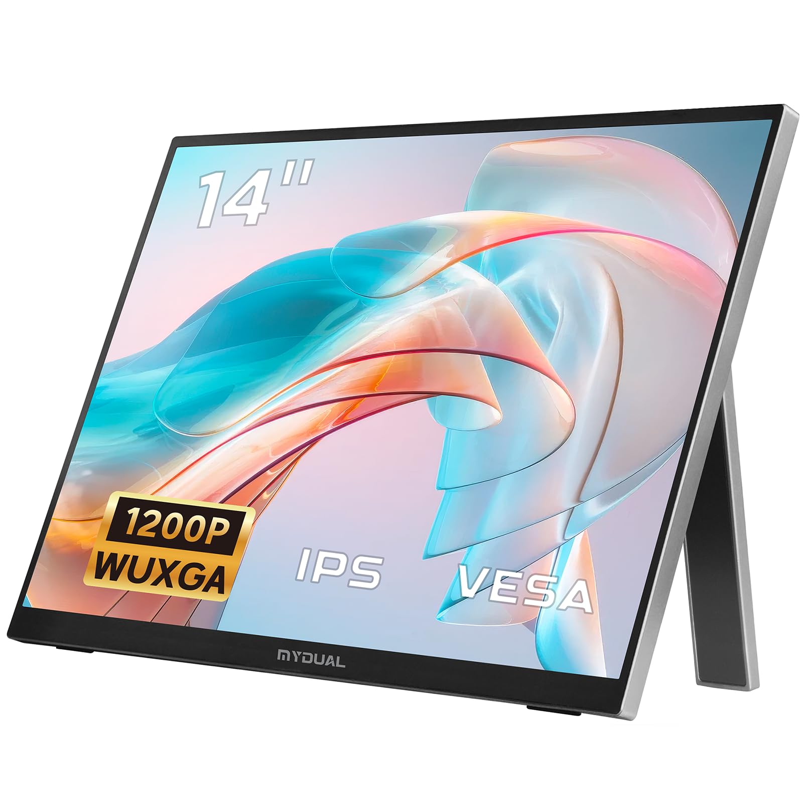 「A+グレードパネル」MyDual モバイルモニター 14インチ vesa 軽量 1920*1200 モバイルディスプレイ ポータブルモニター 自立式 非光沢IPS液晶パネル 薄型 USB Type-C miniHDMI スマートフォン/PS4/PS5/XBOX/Switch/PC/Macなど対応 在宅ワーク リモートワーク (非タッチ, 14インチ)