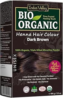 Indus Valley Bio Organic Natural Henna Powder For Hair Dye Dark Brown- 3.5 Oz