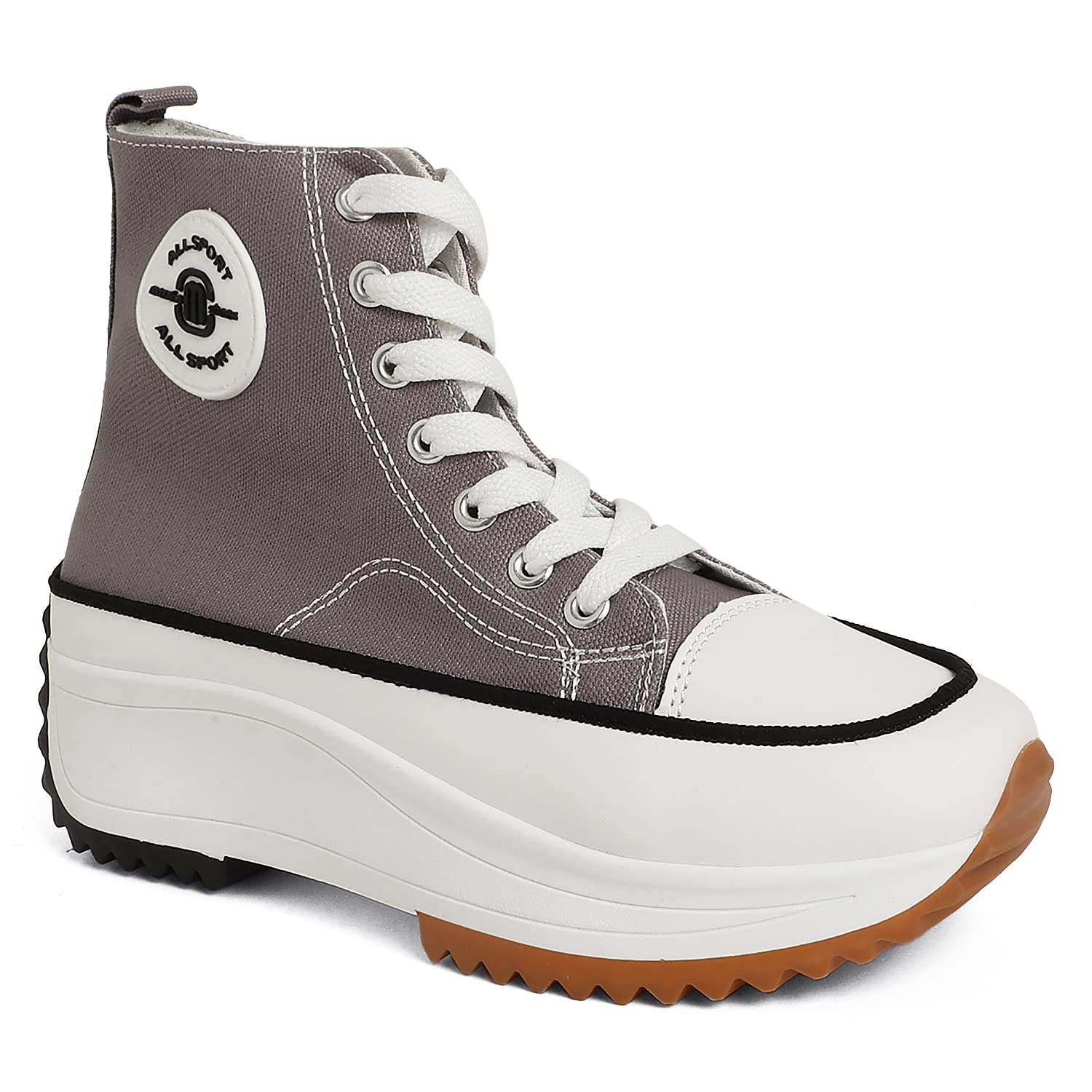 MOZAFIA Women Canvas Stylish Lace up Hike Casual Sneakers (5 UK-Grey) (B0BXSJP63X) Amazon Price History, Amazon Price Tracker