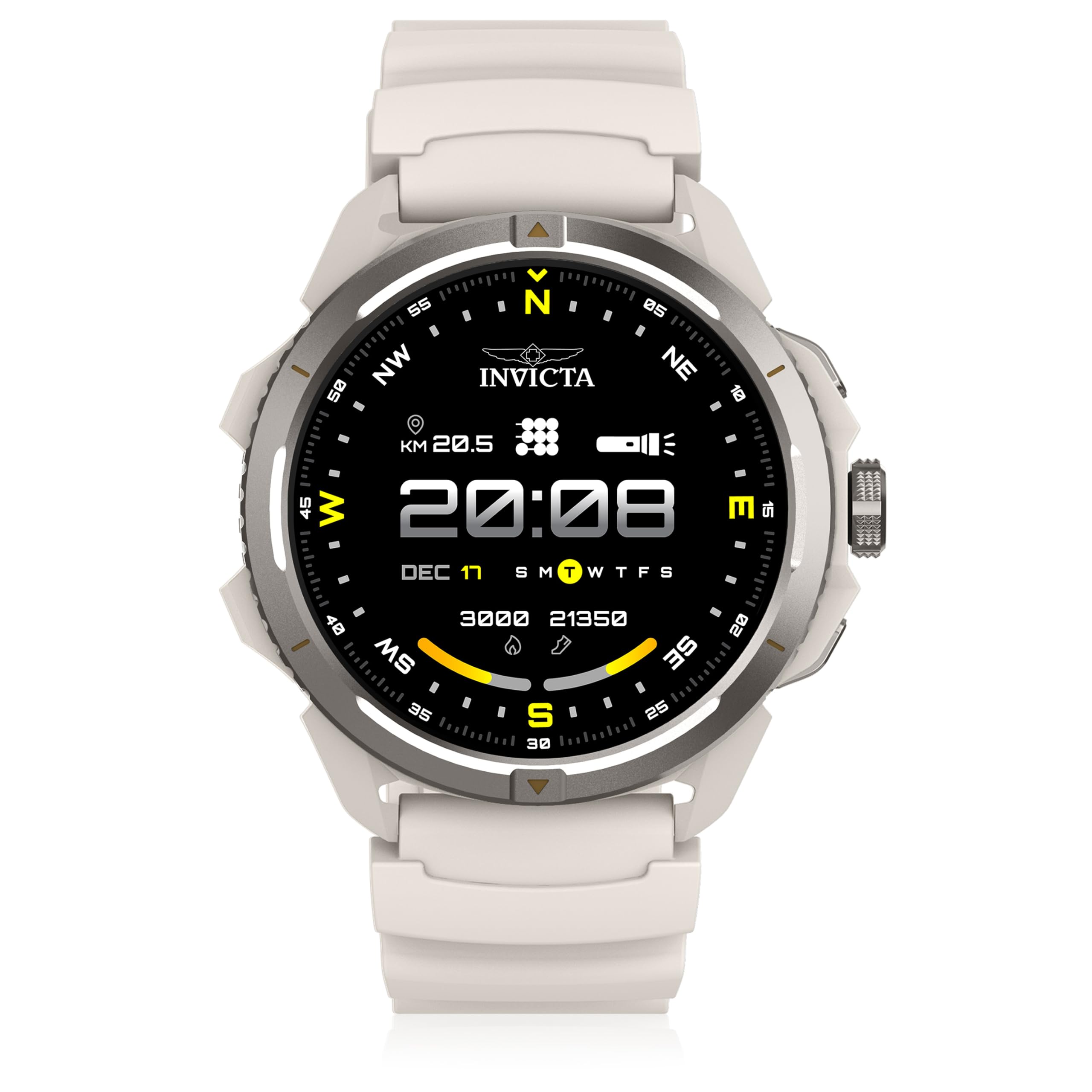 Invicta I-Tech-010 - Reloj Inteligente Digital, Pantalla de 1,48 Pulgadas, Correa de Silicona, Monitor de natación, HR, Bluetooth, Correa Blanca, Caja Negra, Unisex