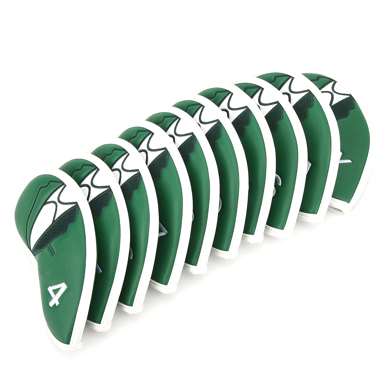10 Piezas de Fundas para Cabezales de Palos de Golf, Juego de Fundas Impermeables y a Prueba de Polvo con Interior Acolchado numerado, Protector de Tela PU Gruesa para hierros 4,