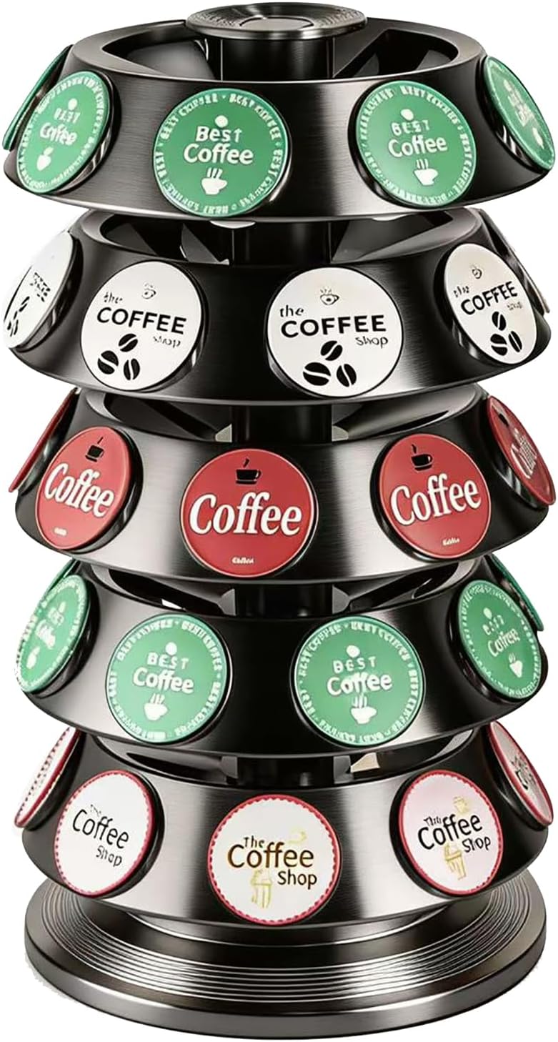 K Cup Holder, Kpod Coffee Pods Holder 360° Turntable Compatible with 40 Thickened Reinforced Support for Keurig Coffee Pod Holder, K Cup Holders for Counter Home Office Kitchen Counter Organize