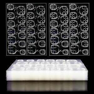 480Pcs (20 Feuilles) Autocollants à Ongle Double Face, Autocollant d'Ongle Adhésif Transparent, Patch Faux Ongles Autocollant d'Ongle de Colle pour Manucure de Nail Art