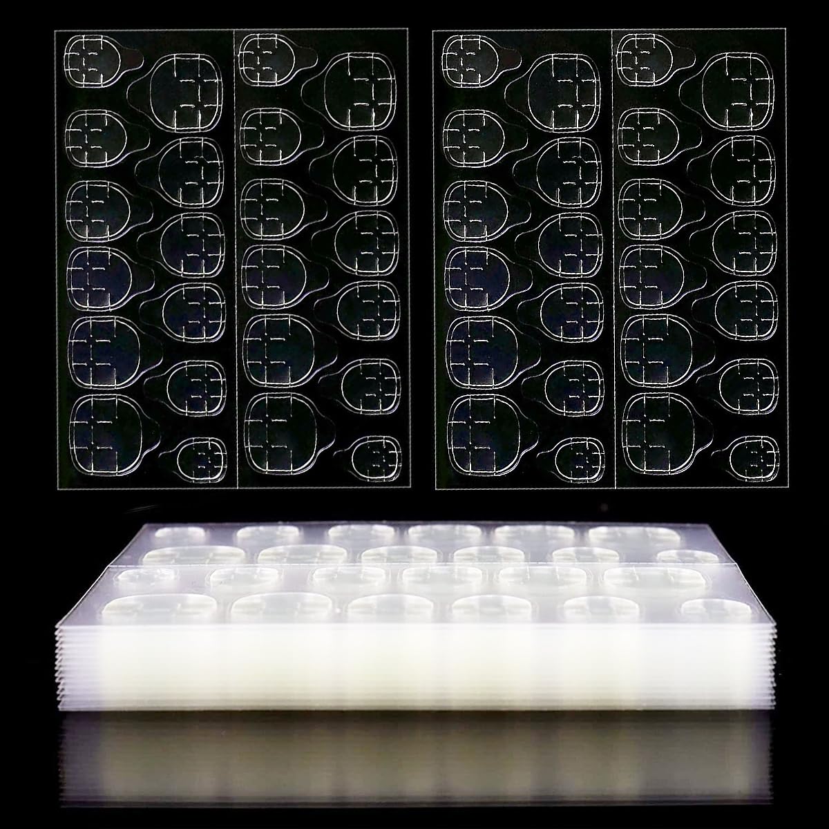 480 Stk (20 Blatt) Doppelseitiger Nagelkleber Aufkleber Transparent, Nagel Klebepads Nagelkleber für Tips Doppelseitiger Jelly Gel Tape Adhesive Tabs DIY Maniküre Dekoration Nail Art