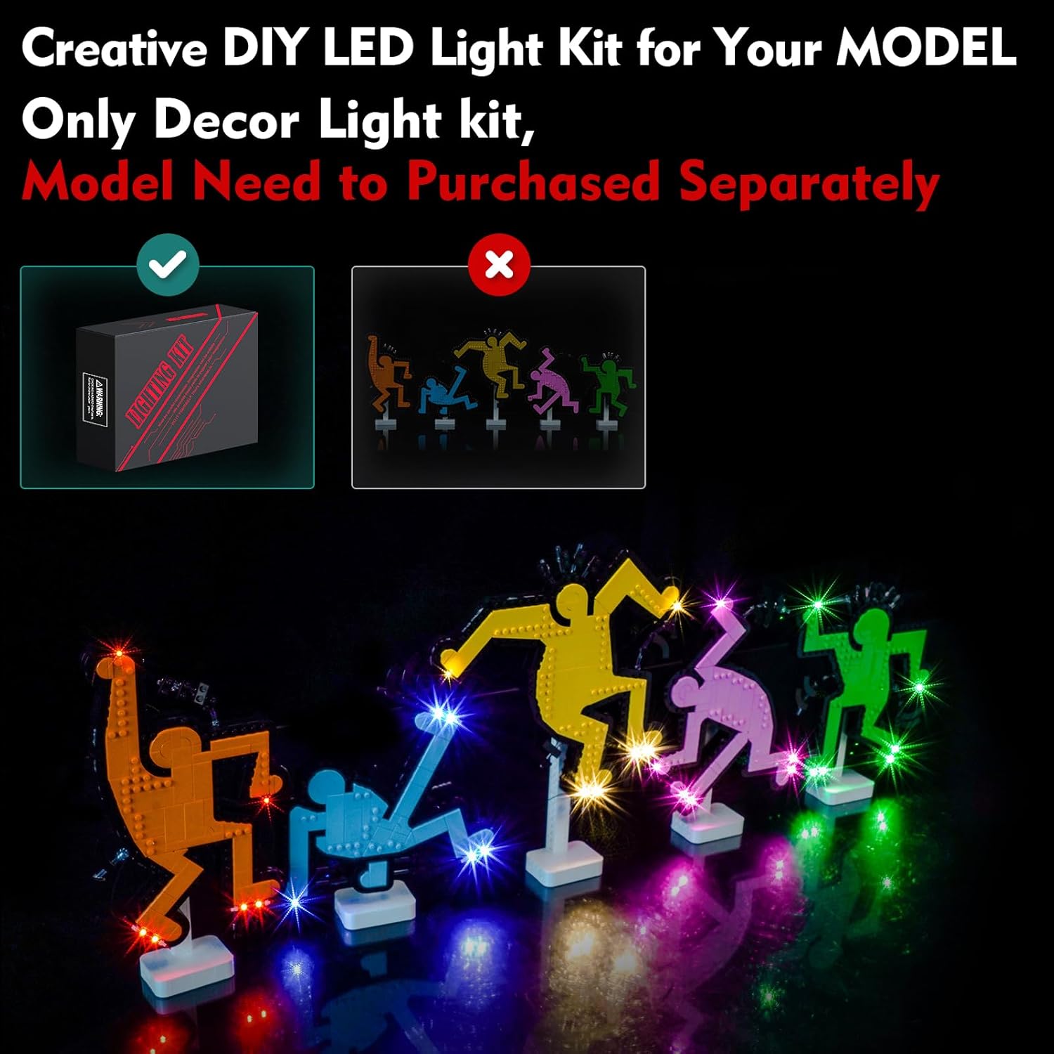 Customized Version Light kit Compatible with Lego 31216 Keith Haring – Dancing Figures - No Model Only Light, LED Lighting Accessories Compatible with Lego 31216 Art