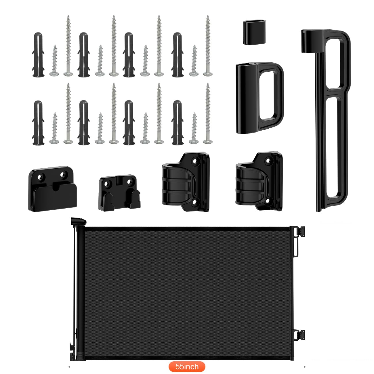 34'' Tall 55'' Extra Wide Retractable Baby Gates & Replacement Parts Kit