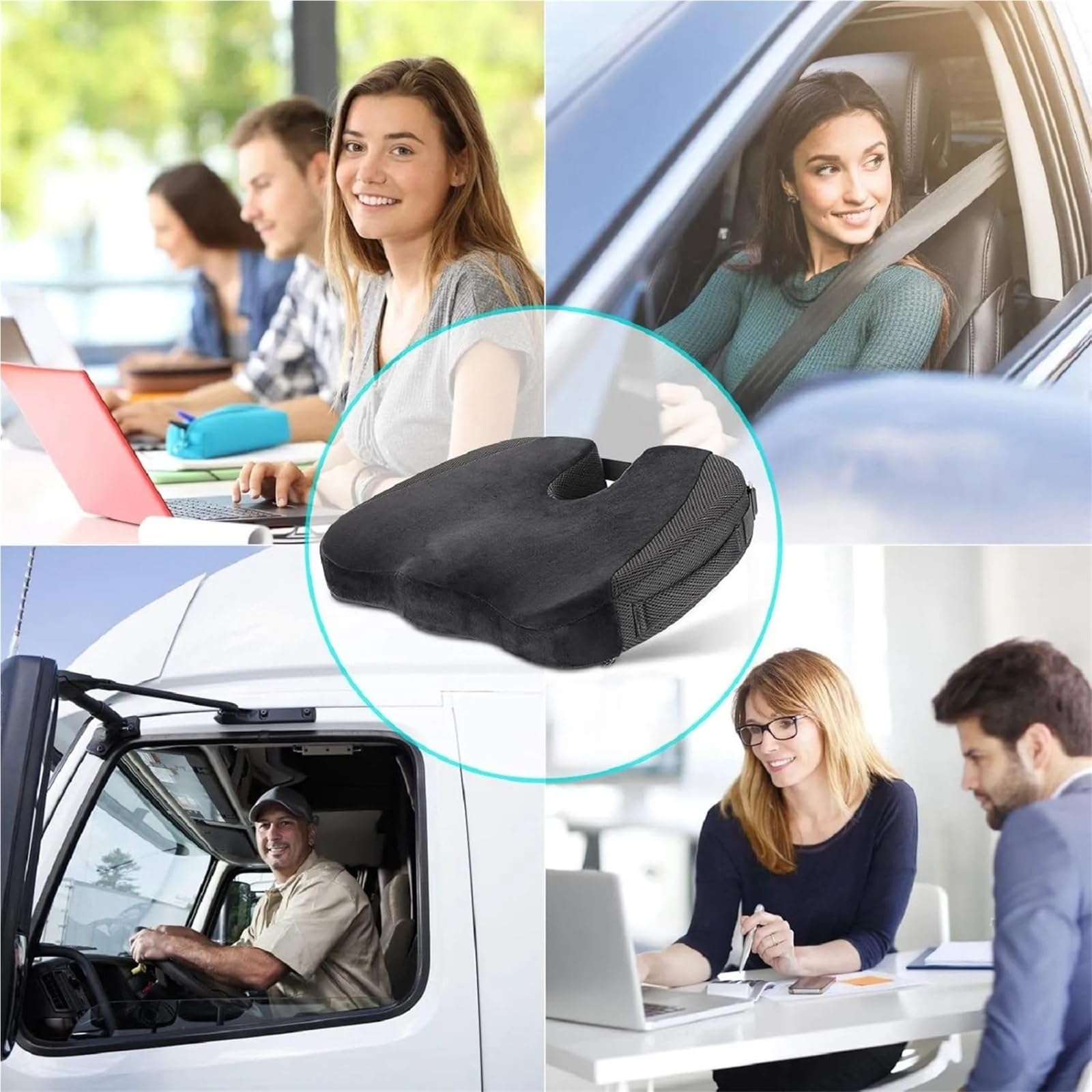 Cuscino in memory foam a forma di U, per sedia da ufficio, auto, sciatica e coccige, sollievo dal dolore