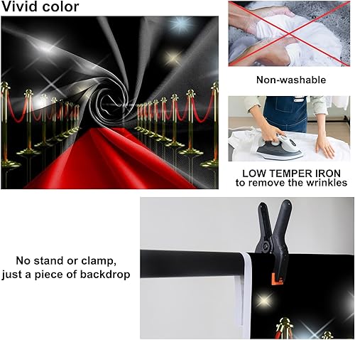 Miniatura 5 de Baocicco Telón de fondo de alfombra roja de vinilo de 7 x 5 pies, proyector de fotografía de escenario, ceremonia de premiación, actores, estrellas,