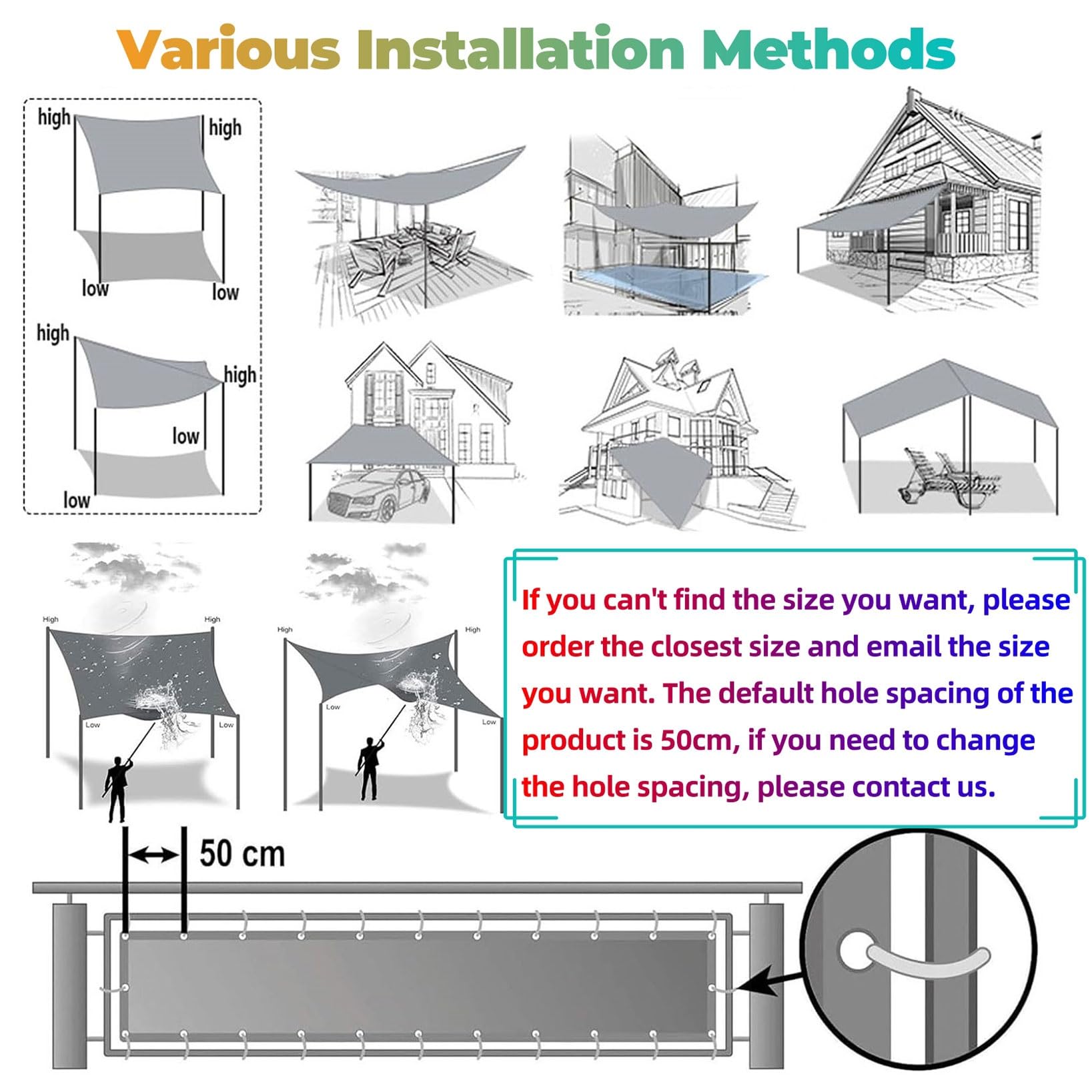 Balkon Privacyscherm 60 x 650 cm Weerbestendige Uv-Bescherming Balkonafdekking Hek Zonnescherm met Gaten en Kabelbinders Voor Tuin, Hek, Terras, Veranda, Creme Kleur