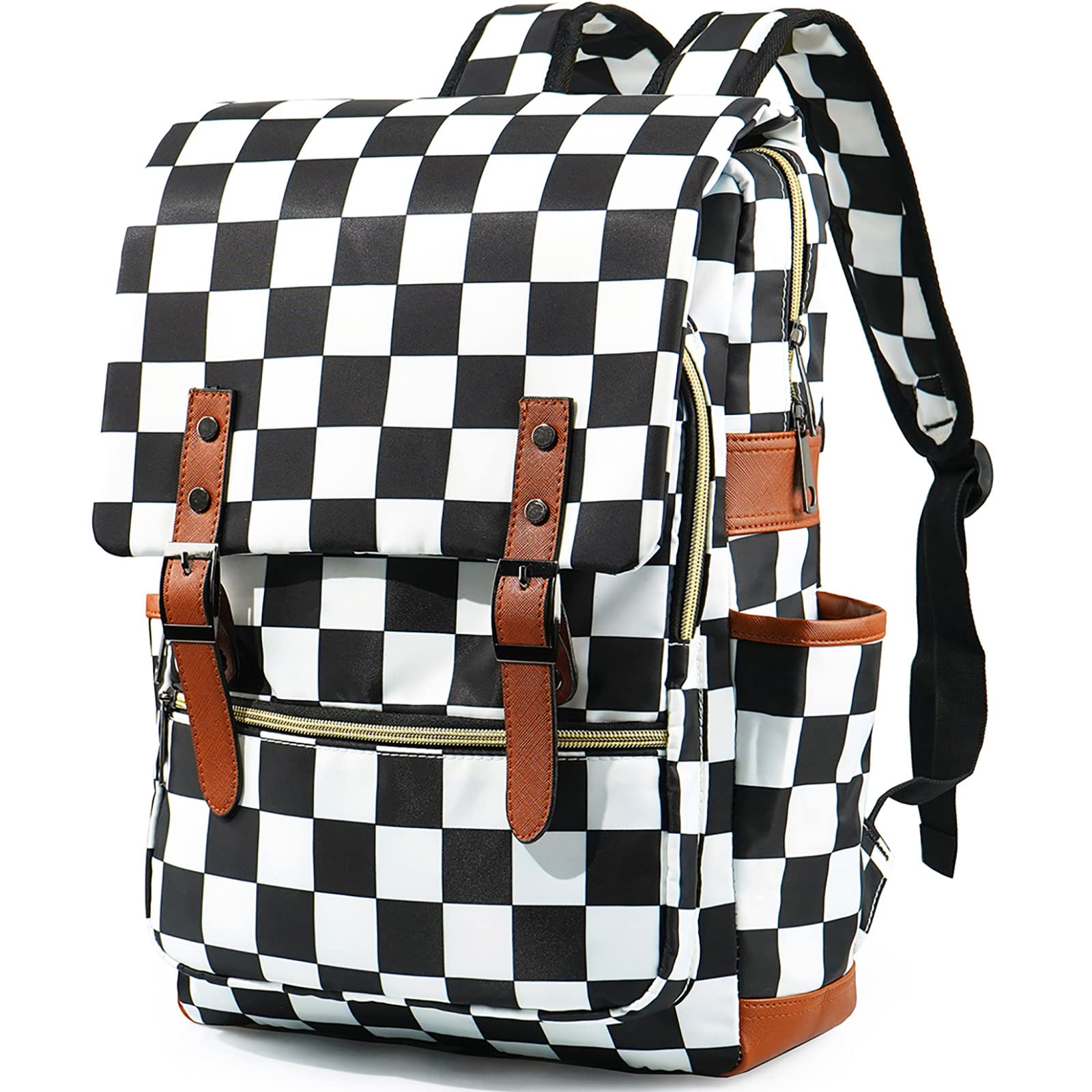 FEWOFJ Laptop Backpack for Girls Women,College School Bookbags for Teenagers (Checkered)