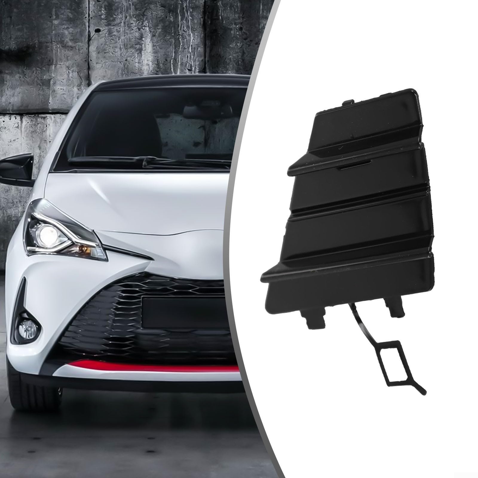 Tappo di copertura per gancio di traino anteriore per Toyota Yaris LE (2017-2019), ricambio diretto in plastica, nero, codice articolo 52127-0DB10