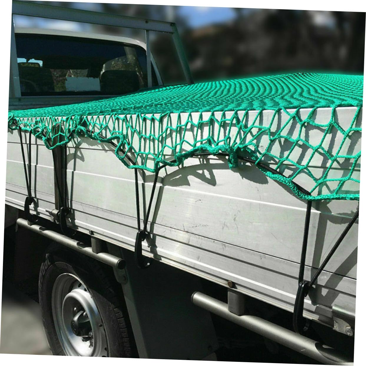 Rete di Carico e 15 Ganci per Cassone Pick-up in Nailon Resistente All'abrasione con Cinghie Elastiche 2,5x3,5 M per Campeggio e Trasporto Bagagli