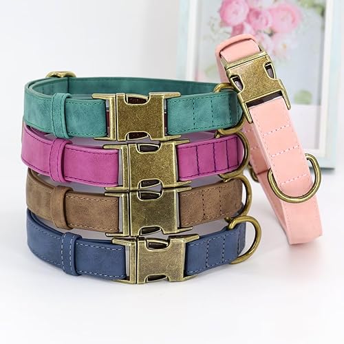 Miniatura 8 de Didog Collar de cuero suave para perro, collares de perro duraderos y resistentes con hebilla metálica de liberación rápida, collar de cuero