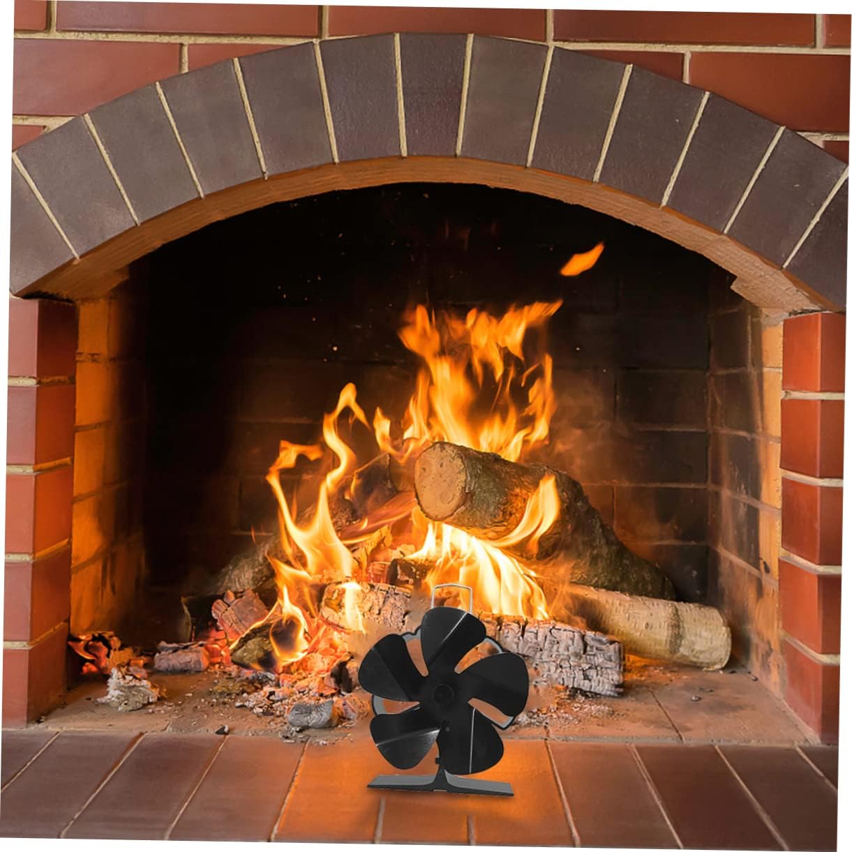 IMIKEYA 1 PC Black Fireplace Fan Heat Powered Stove Fan with Silent Motors for Efficient Airflow for Home Use Enhances Room Heating Without Electricity