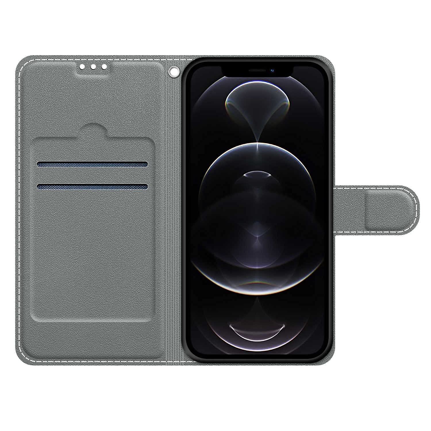 Guxira Leder Flip Case Für IPhone 15 - Mit Standfunktion, Kartenfach & Stoßfestem Schutz