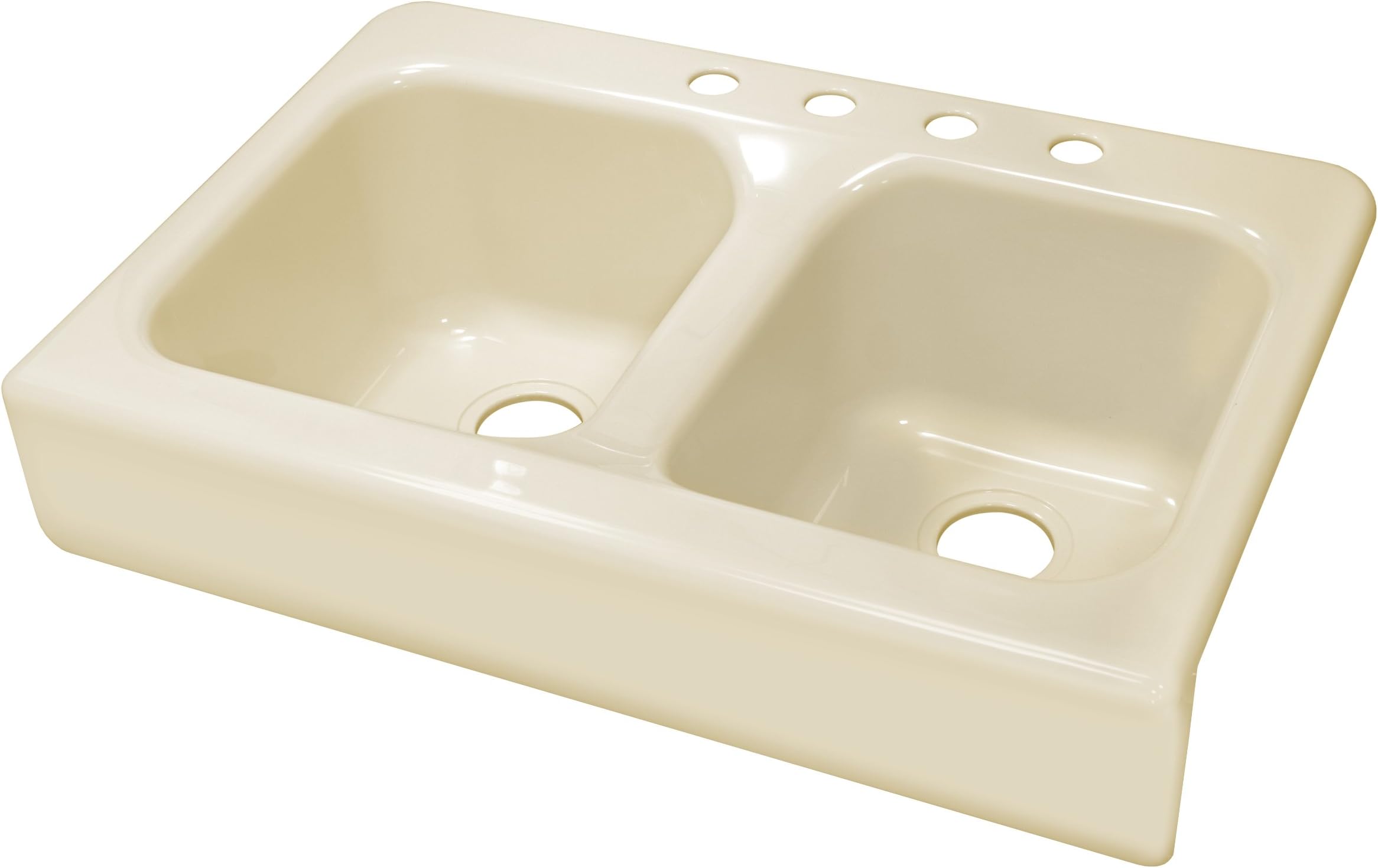 DKS02AP-3.5 Designer Almond Apron Front Dual Bowl Acrylic 10-Inch Deep Kitchen Sink