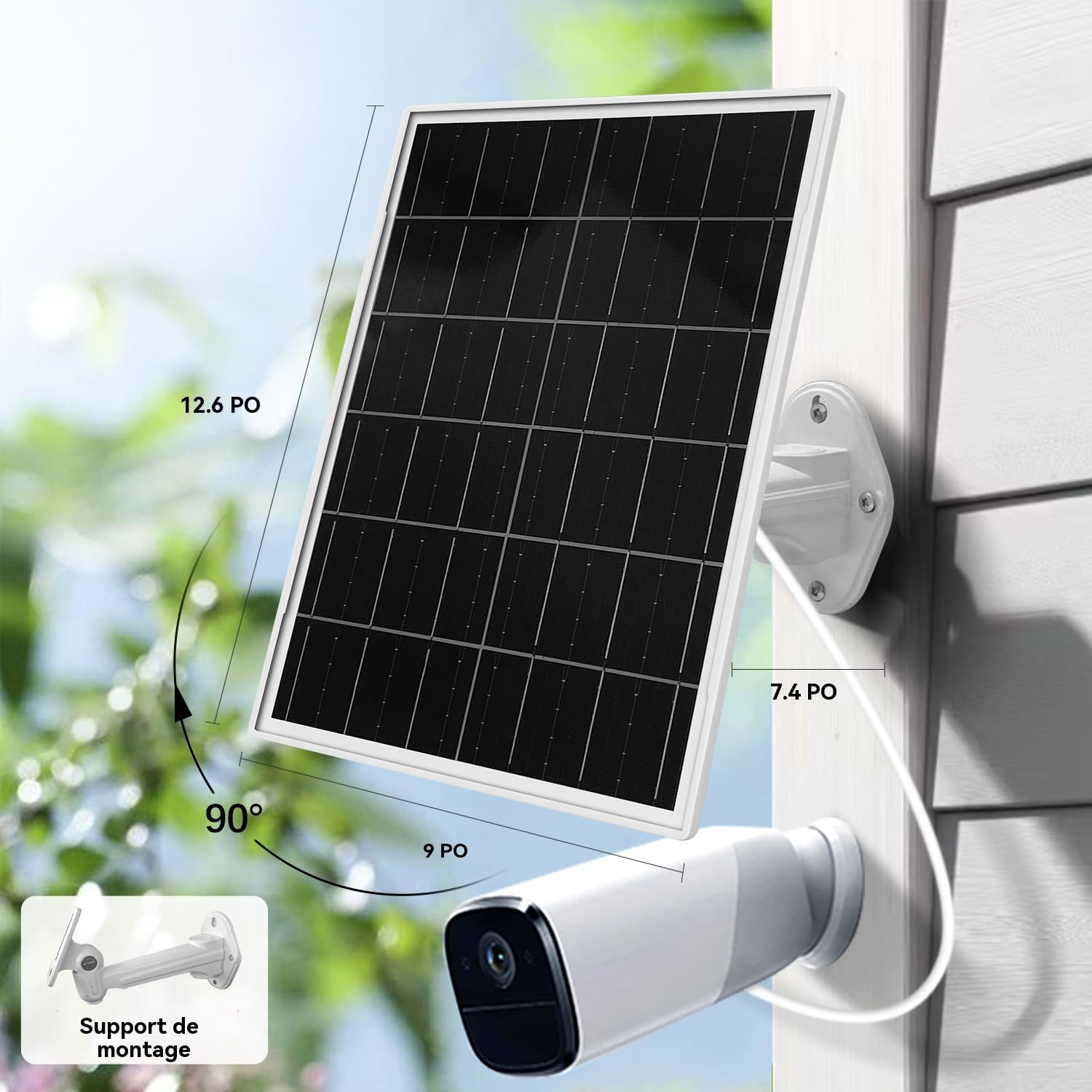 Panneau solaire pour caméra de suivi, caméras de sécurité, batterie rechargeable intégrée de 20 000 mAh, DC 3,5 x 1.35 mm avec interfaces multiples, convient à plusieurs usages, sortie DC 5 V