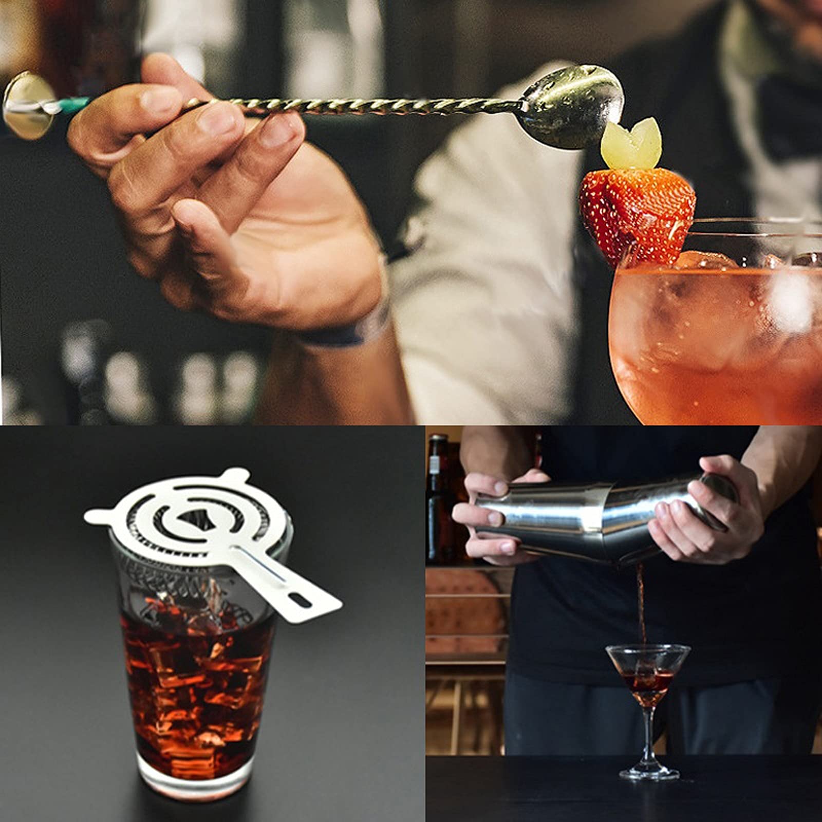 Shaker Cocktail Cocktail Shaker Set en Acier Inoxydable Boston Shaker Perfect Home Bartending Kit Martini Cocktail Shaker for Mélanger Margarita, Manhattan Set à Cocktail (Color : 03)