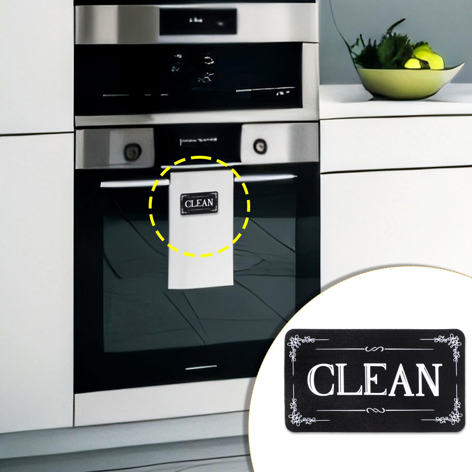 Qianyu Magnete-Schild Geschirrspüler Sauber/Schmutzig Zeichen Dishwasher Doppelseitigen Aufklebern Magnet Spülmaschine Indicator für Küche Geschirrspüler Küchenzubehör Leicht lesen und verschieben