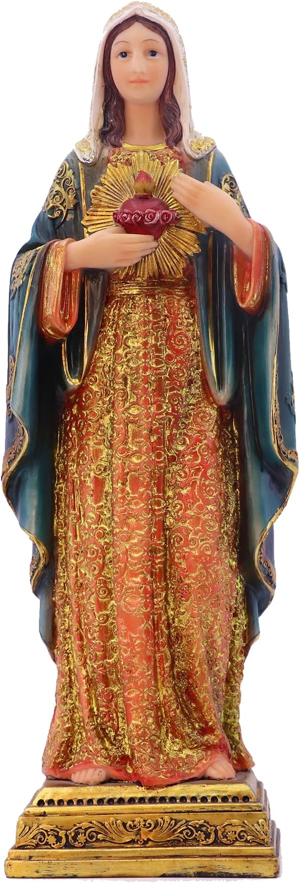 Zayton Virgin Mary Statue Sacred Heart Figure Resin Sculpture Savior Figurine Catholic Religious Home Chapel Decoration