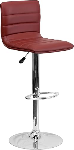 Miniatura 8 de Flash Funiture silla de bar ajustable con base cromada Vinilo Negro