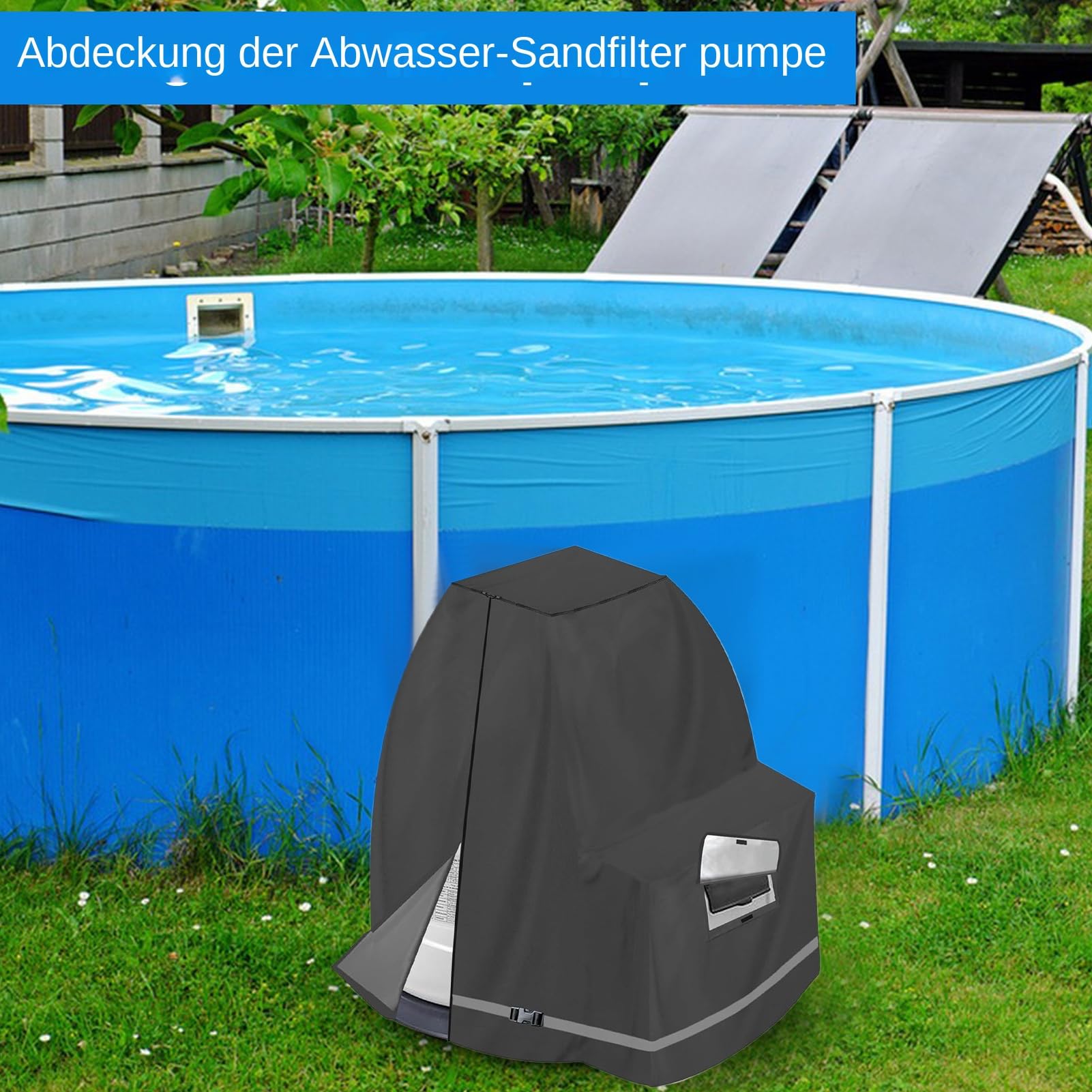 Coperchio per Filtro Piscina Involucro Pompa Piscina 420D Rivestimento | Copertura Filtro Anti-UV Impermeabile Adatta 35-40 cm Protezione Bambini e Risparmio Acqua Esterno