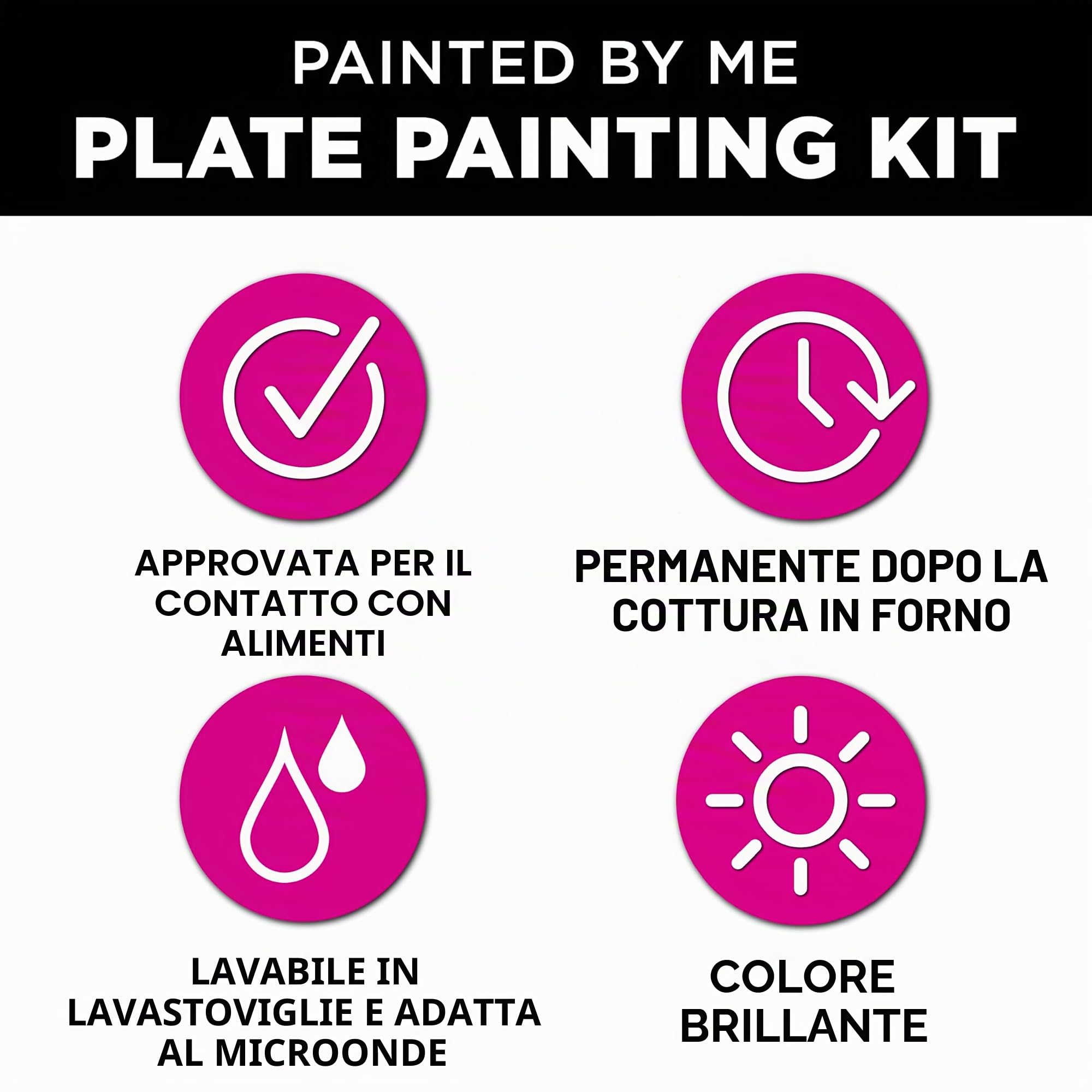 Kit per Pittura in Ceramica Tulip Dipinto da Me – 4 Piatti Dipingibili, 16 Colori Sicuri per Alimenti & 4 Pennelli, Lavabile in Lavastoviglie, Dipingi la Tua Ceramica a Casa