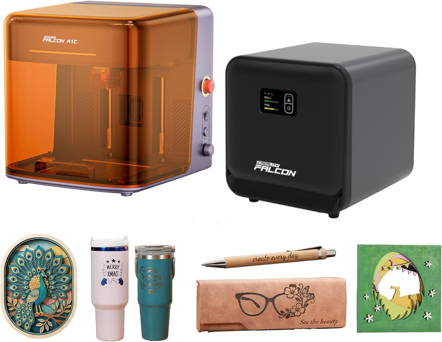 Creality Falcon A1C 5W Laser Engraver Bundle with AP1 Mini Smoke Purifier