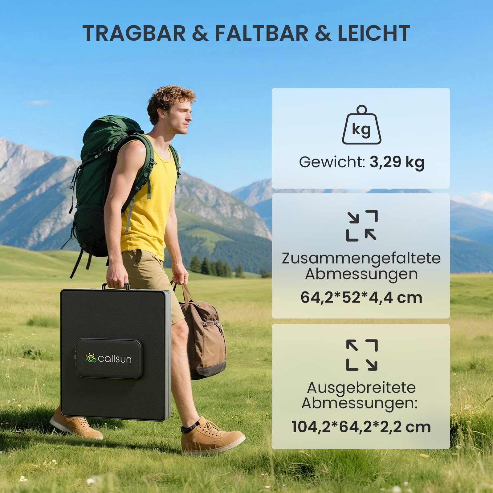 Callsun N-Type 16BB 100W Tragbares Bifazial Solarpanel Faltbare Monokristallines Solarpanel für Tragbare Powerstation