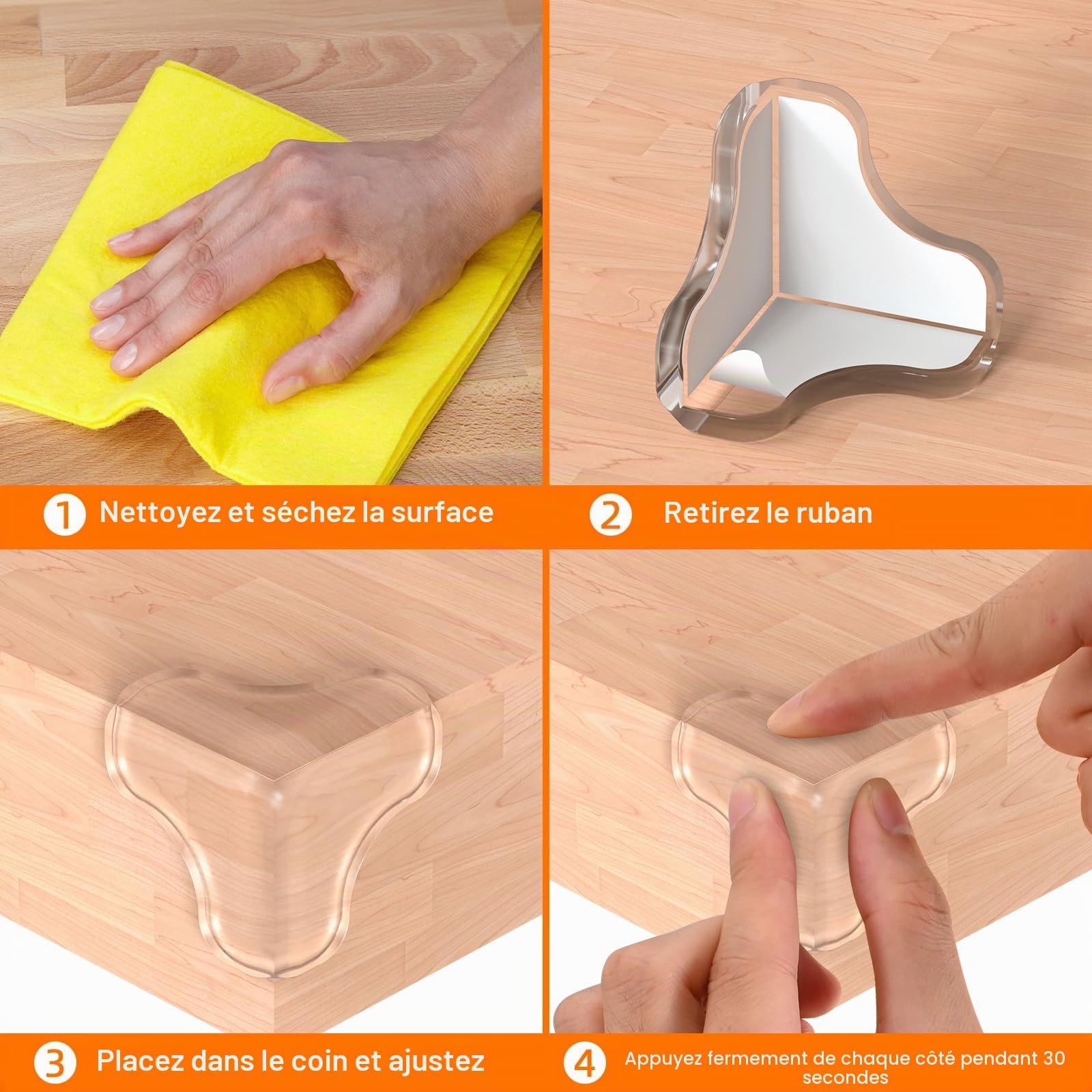 12PCS Coin de Table Protection Bebe, E-PROUSE Protection Coin de Table Transparent - Forte Adhérence - Securite Enfant Protection Angle Meuble