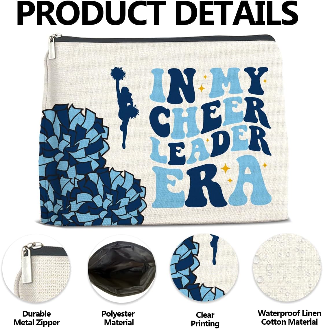 LyoGao Cheerleading Gifts Makeup Bag, Cheerleader Gifts for Women Girl Teammate Female Friend, Cheer Accessories Cosmetic Bag - Image 3