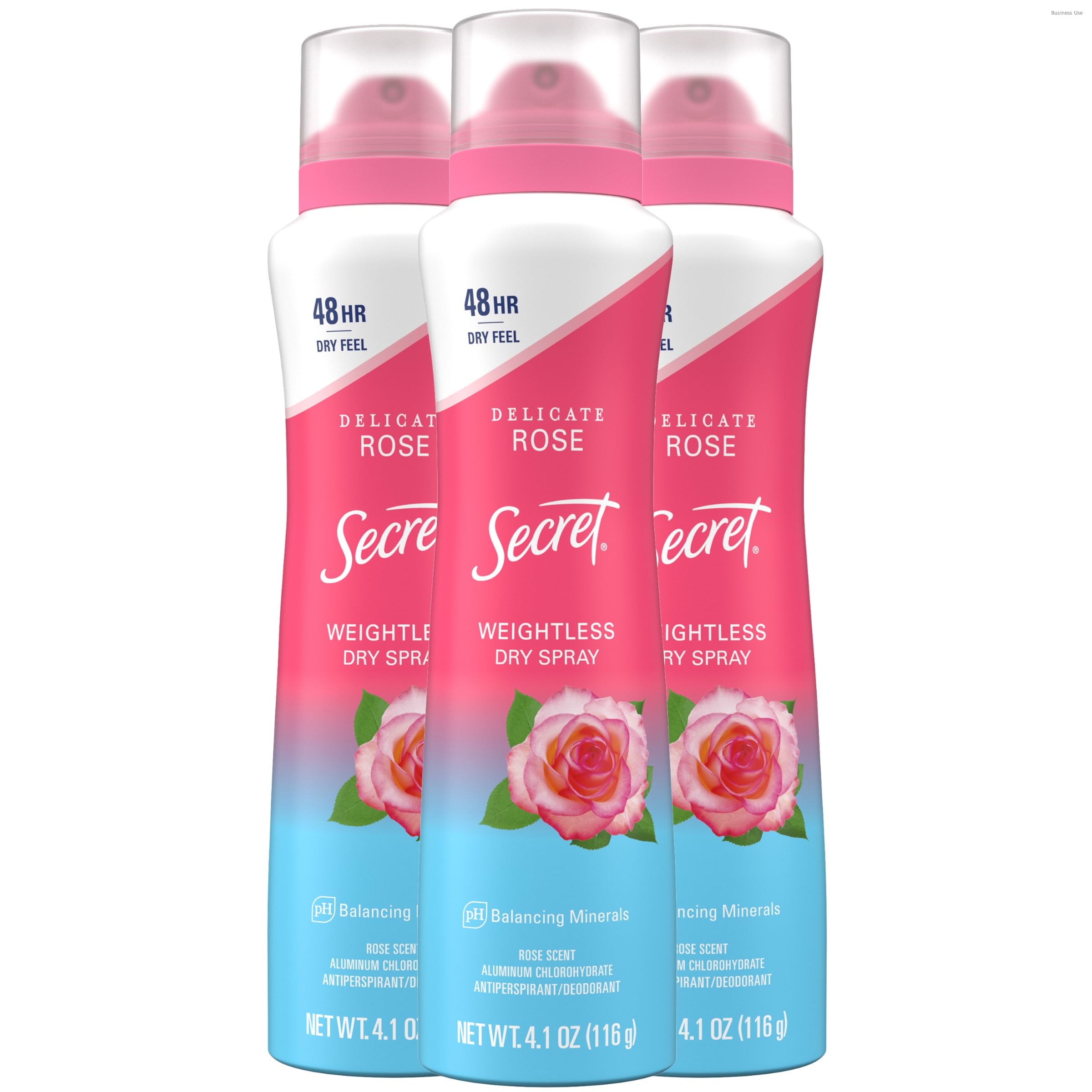 Secret Dry Spray Antiperspirant Deodorant for Women, 48hr Weightless Sweat & Odor Protection, Gentle on Skin, Delicate Rose Scent, 4.1 oz (Pack of 3)
