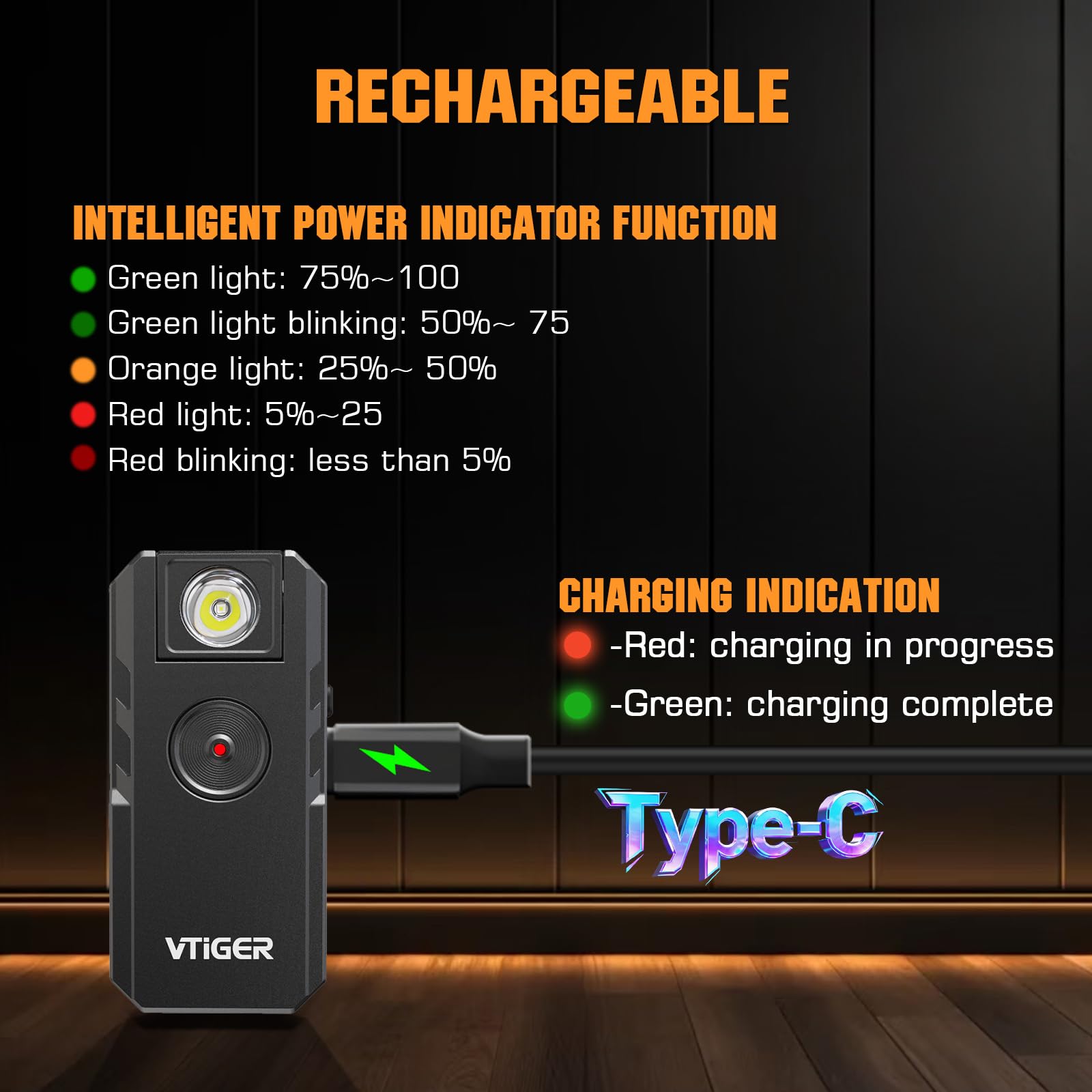 VTIGER Lampe torche EDC rechargeable C1 à clipser, 1300 lumens, puissante et portable, mini lampe à clip pivotant, multi-mode, étanche IPX6, petite lampe de poche magnétique pour cyclisme, travail