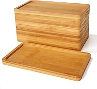 DIRBUY 10 Pack Mini Bamboo Display Trays 7x3.4in - Natural Decorative Trays for Vanity, Candles, Jewelry, Plants, Soap, Tealights