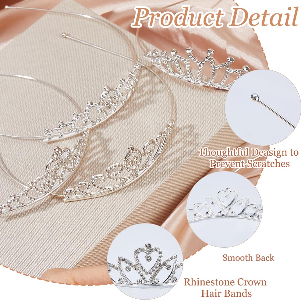 Lot de 12 diadèmes de princesse en cristal - 12 styles - Argenté - Paillettes scintillantes - Pour mariage, anniversaire, bal de fin d'année, mariage