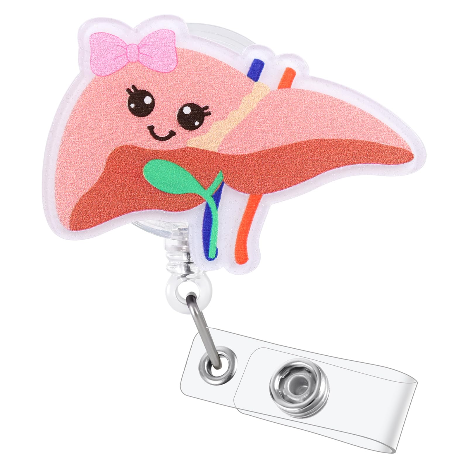 Funny Liver Badge Reel | Retractable ID Card Hepatologist Badge Holder | Name Tag Medical Work Badge Clip for RN LPN CNA MA ER Night Shift Nurse Nursing Student Doctor Gifts | Acrylic｜Alligator Clip