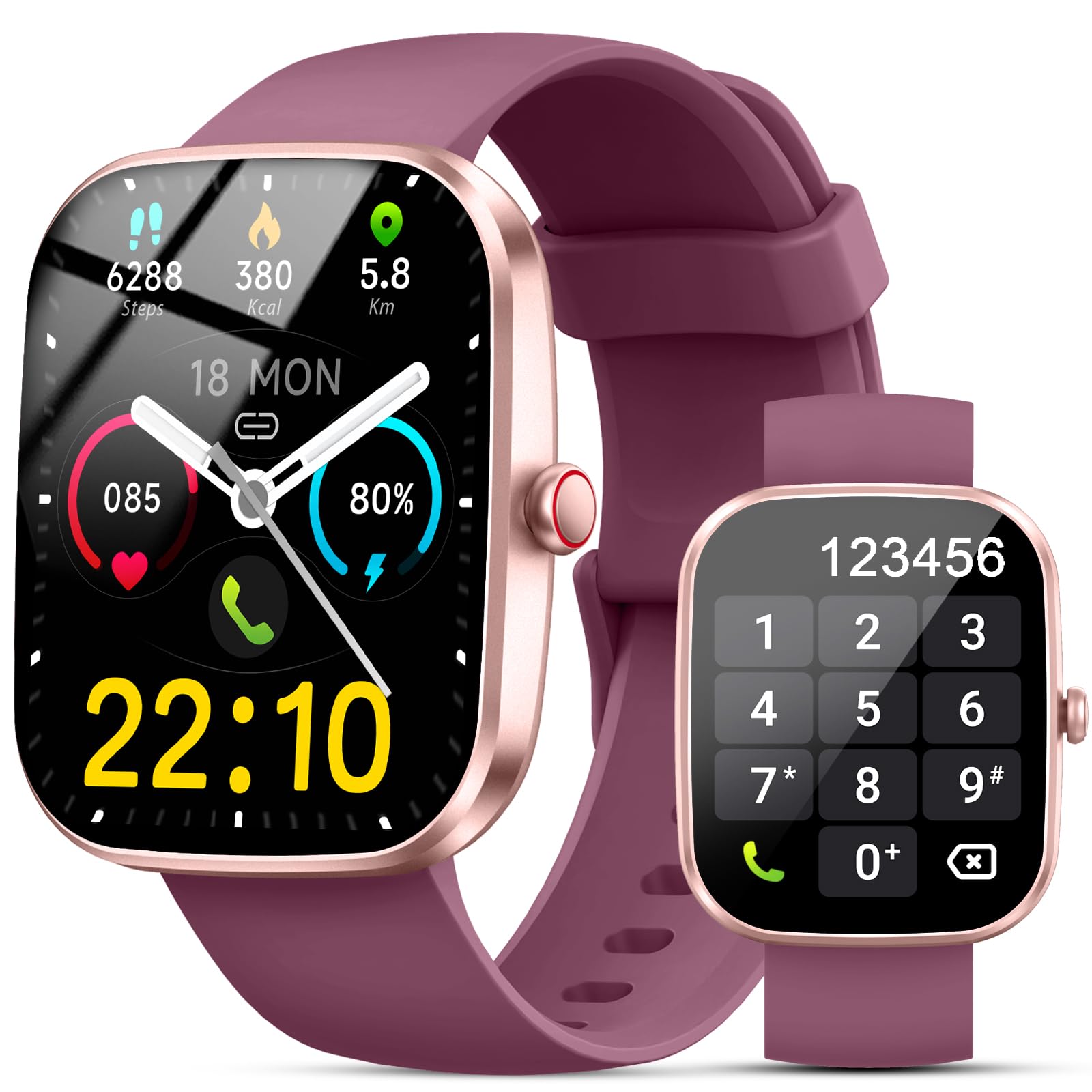 Kuizil Smartwatch Donna con Effettua o Risposta Chiamate, 1.91" Orologio Smart watch con Sonno/Cardiofrequenzimetro, SpO2, Fitness Tracker, Contapassi, 100+ modalità Sportive, IP68 Impermeabile