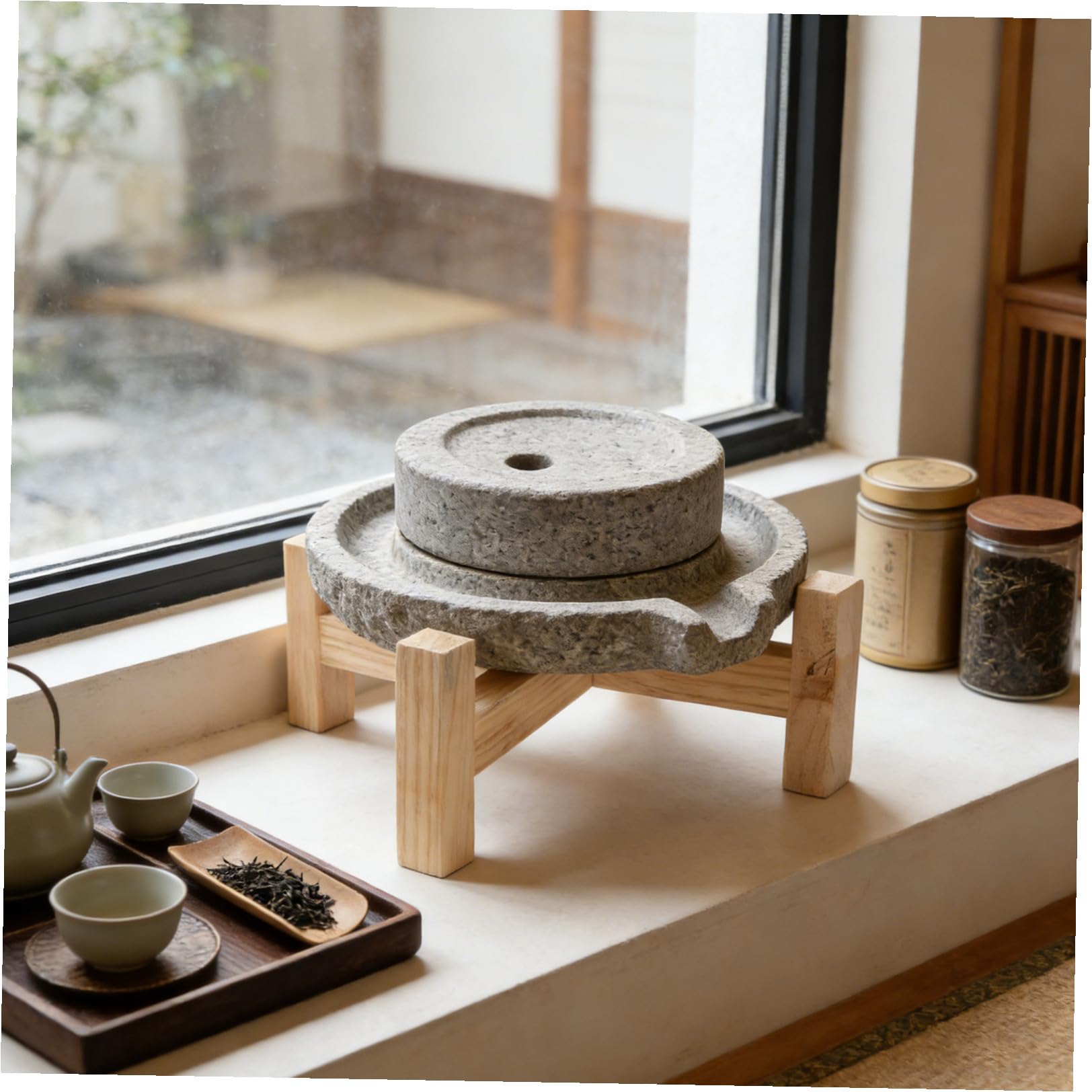 Gadpiparty Supporto in Legno Stabile per Macinatore Manuale di Farina di Grano, Base per Mulino da Cucina Silenziosa la Preparazione di Pane in Casa