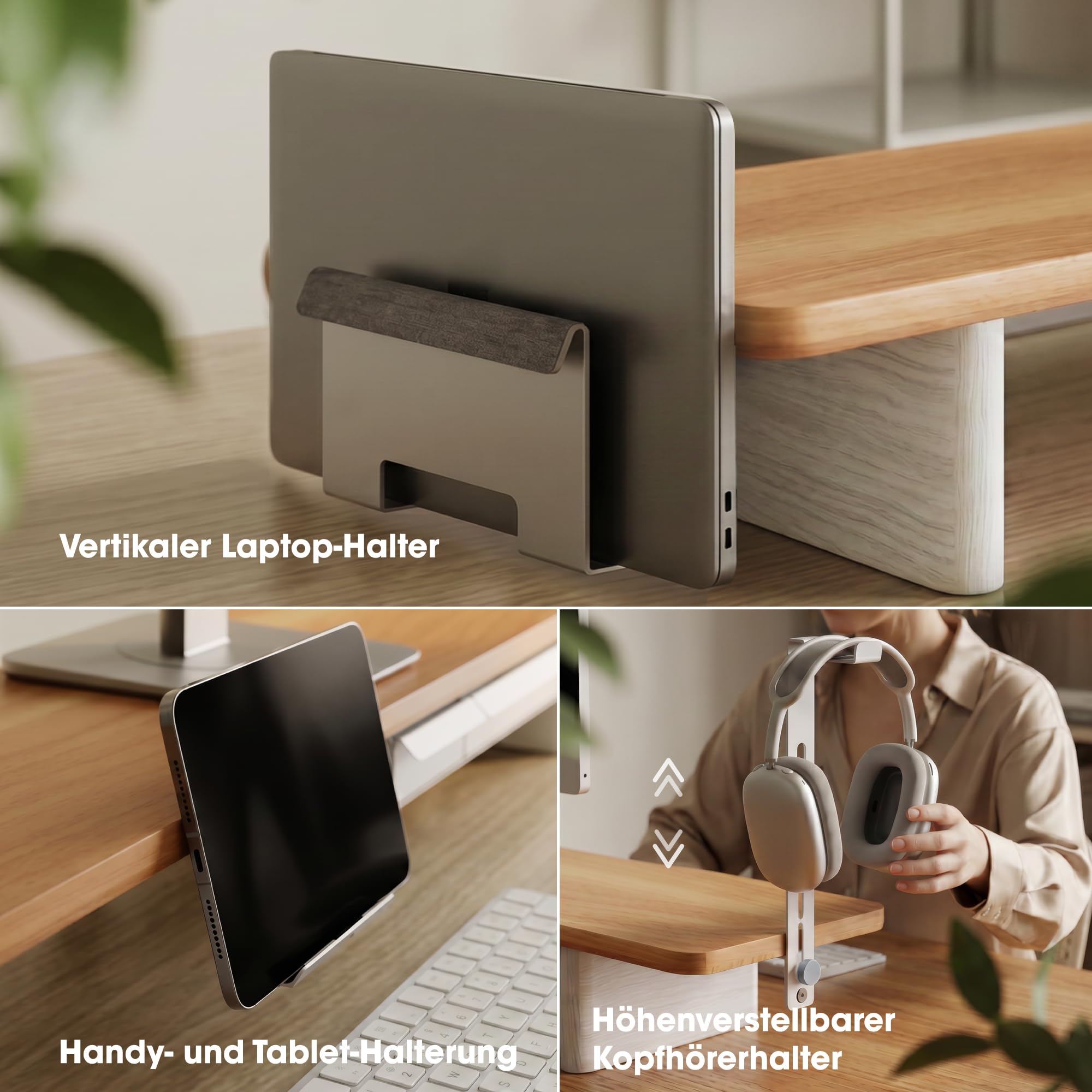 Fenge Supporto per Monitor, Multifunzionale Rialzo Monitor,Rovere Scuro