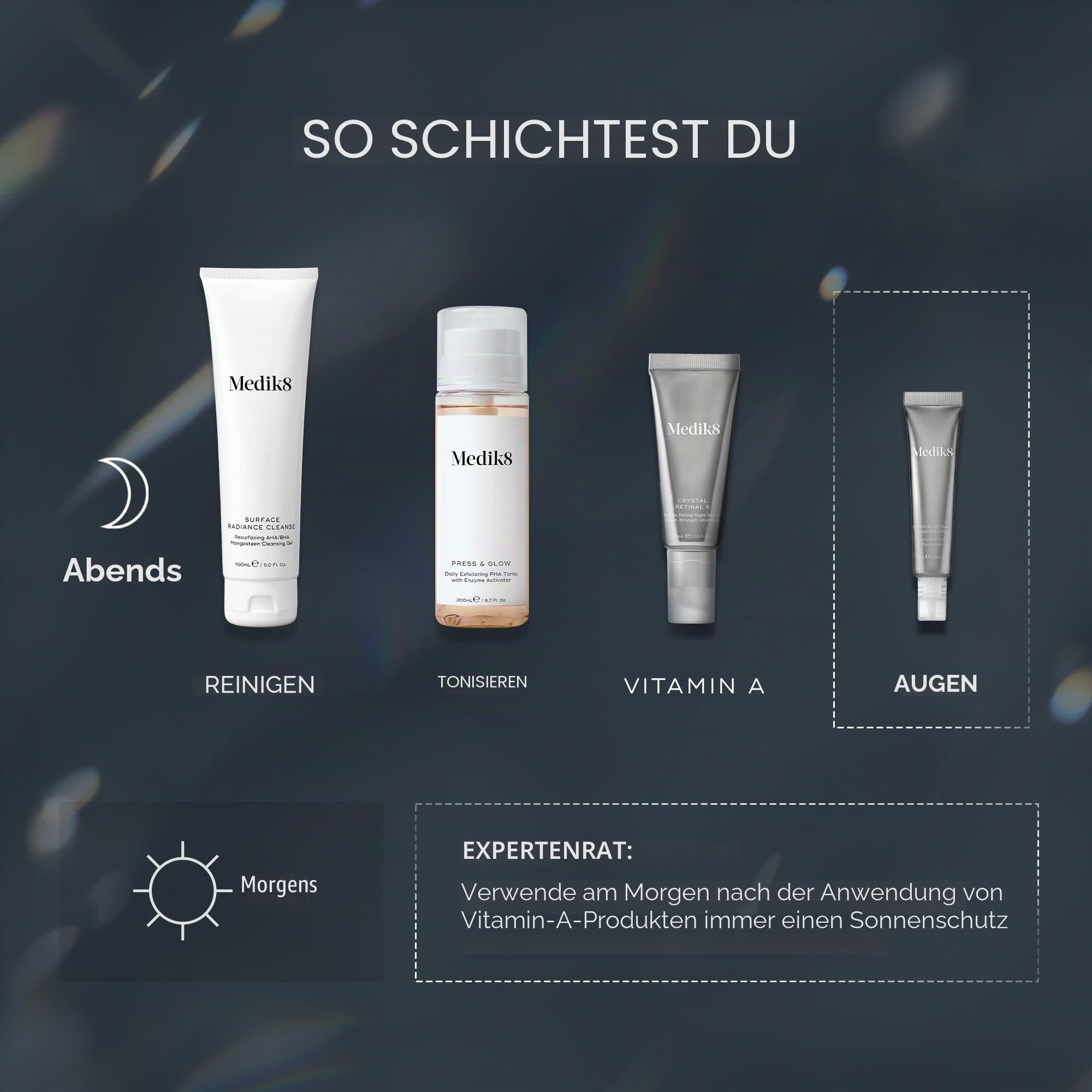 Medik8 Crystal Retinal Ceramide 10 Augencreme - Anti-Aging & Anti-Falten- Glättungs- & Straffungs-Augencreme - 0.10% Retinalstärke - 11-mal schneller als Retinol - 15ml