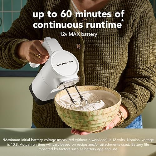 Miniatura 5 de KitchenAid Batidora de mano inalámbrica Go - batería incluida, KHMR762, porcelana blanca