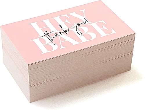 Miniatura 7 de RXBC2011 Hey Babe Tarjeta de agradecimiento Gracias por su apoyo Tarjetas Paquete Inserto para negocios en línea Paquete de 100 unidades rosa