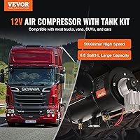 Vista 2 de VEVOR 12V Air Compressor with Tank 0.8 Gallon/3 L, Train Horn Air Compressor, 120 psi Working Pressure Onboard Air Compressor System for Train Air