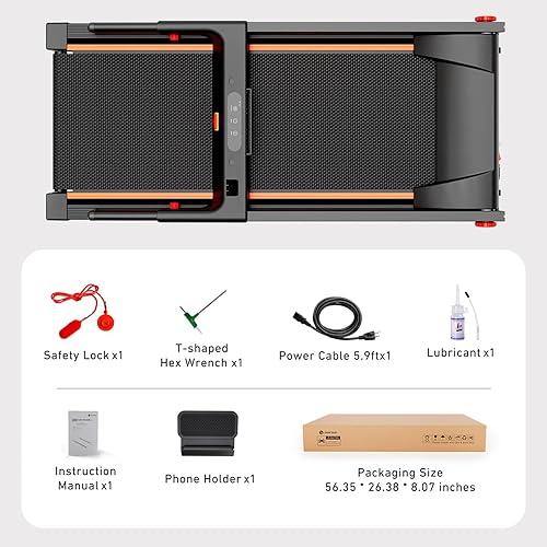 Miniatura 7 de DeerRun Cintas de correr para el hogar con inclinación y asas, cinta de correr plegable de 3.0 HP para espacios pequeños, máquina de correr plegable