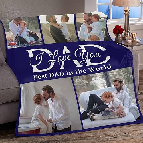 Miniatura 4 de Artsadd Regalos para papá, mantas personalizadas con fotos, texto, mantas personalizadas para el mejor papá del mundo, manta de franela