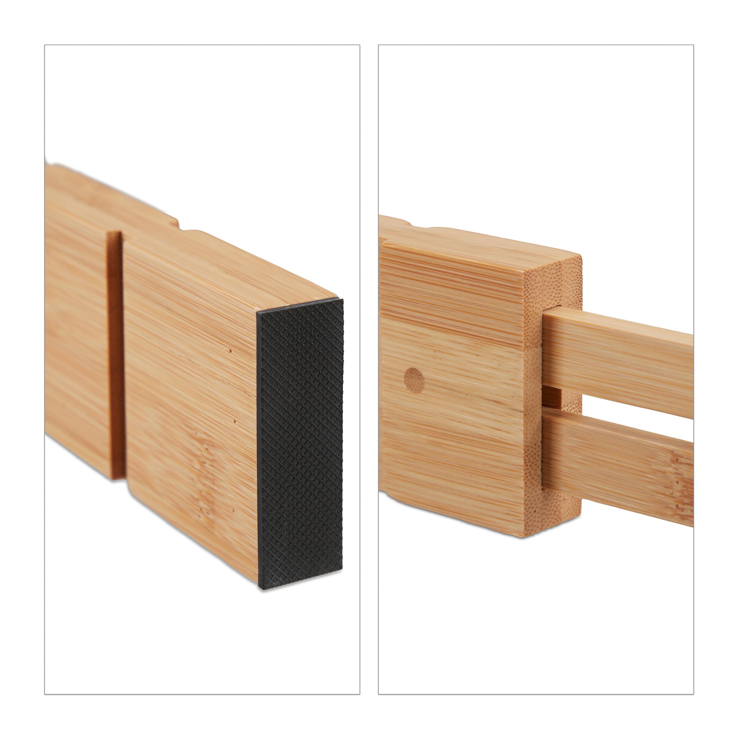 Relaxdays Pack Separadores de Cajones Ajustables, 13 Piezas Divisoras Cajoneras, Gavetas, 34 a 43,5 cm, Bambú, Natural