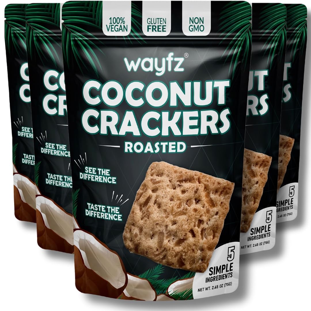 Roasted Coconut Crackers – Vegan Snack & Gluten Free Cracker Made with 100% Real Coconut – Organic, Dairy Free, Non-GMO, Lightly Sweet & Crunchy – 2