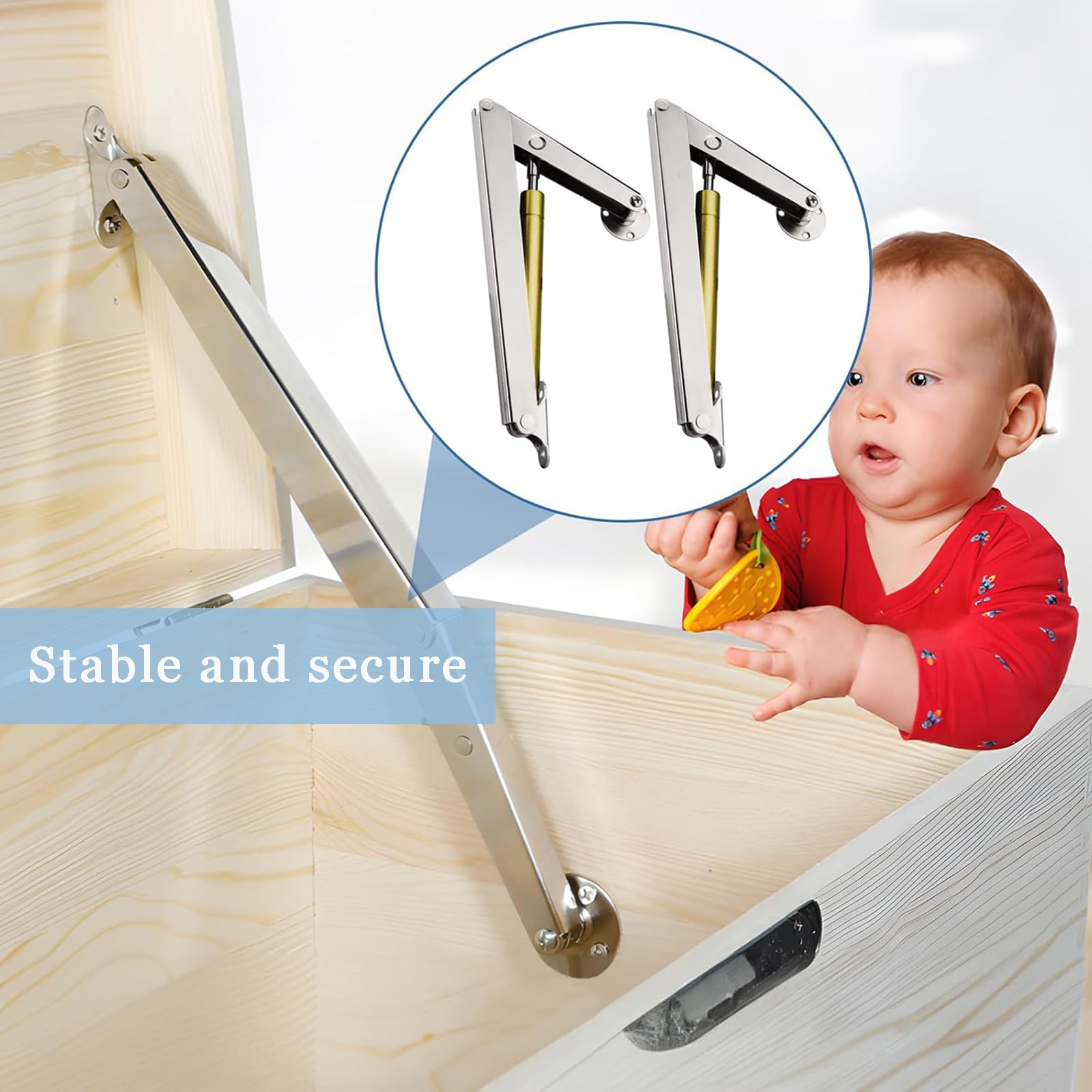 2 Pièces Support de Tatami Charnière, Tatami Vérins à Gaz, Vérins Charnières de Support, Une Forte Résistance, pour Rabats, Tatami, Armoire, Coffre à Jouets, 200 n, Tendre sur environ 30 cm