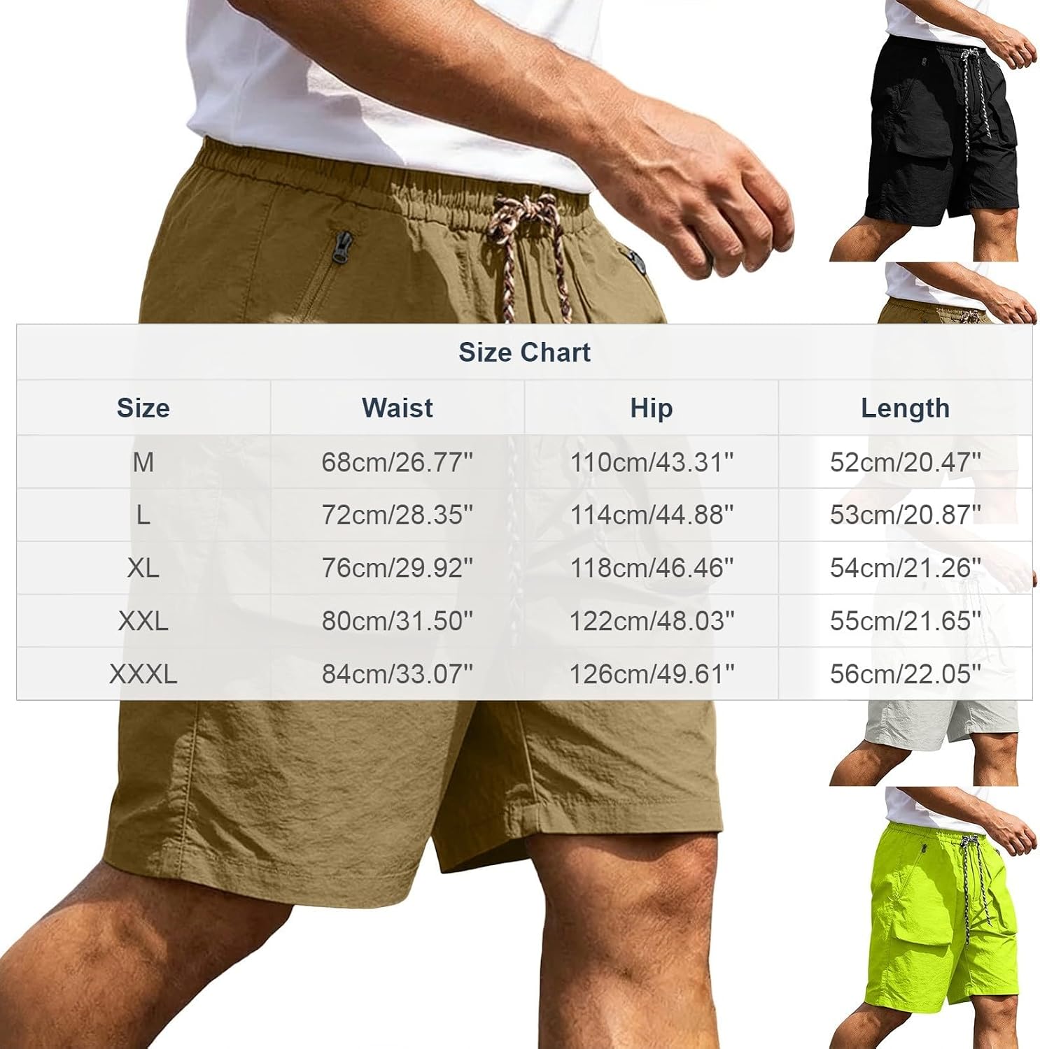 Mens Outdoor Cargo Shorts Quick Dry Drawstring Elastic Waist Hiking Casual Summer Shorts for Camping Fishing Travel
